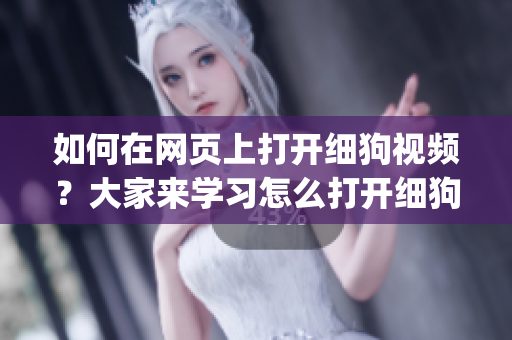 如何在网页上打开细狗视频？大家来学习怎么打开细狗视频网页版(1)